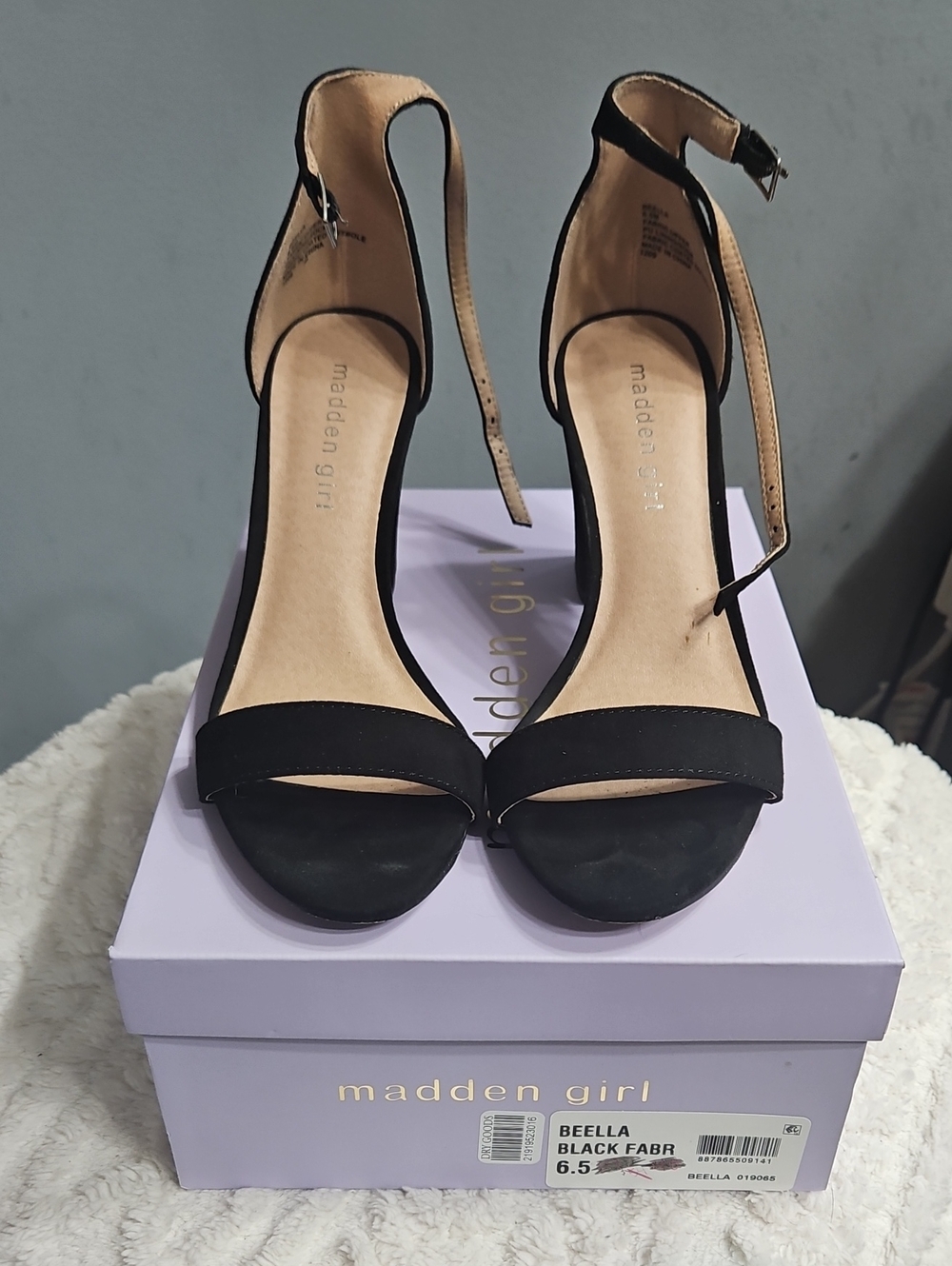Madden Girl Black Open-Toe Ankle-Strap Heels